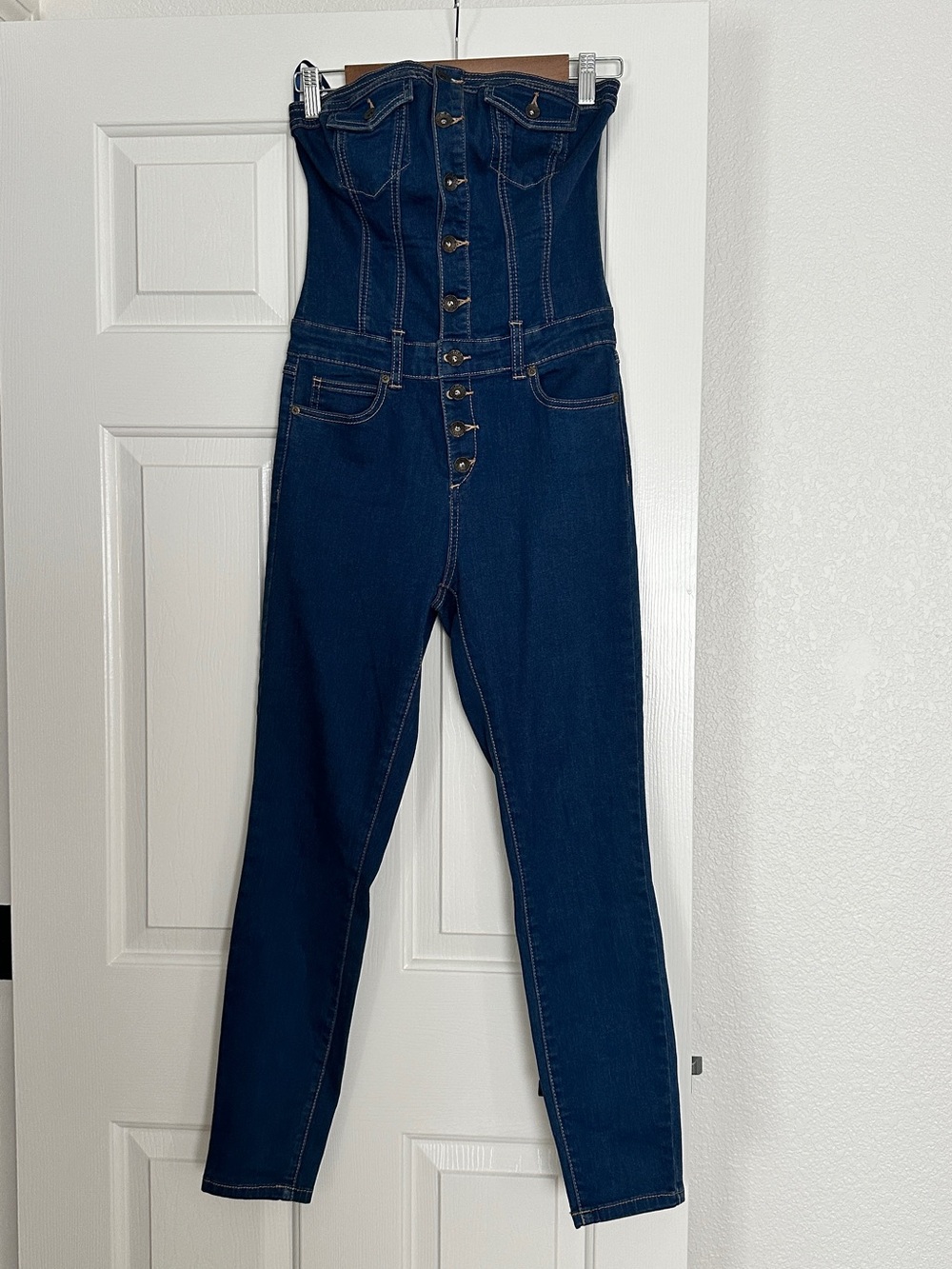 Guess Dark Blue Strapless Denim Overalls Jumpsuit size 2
